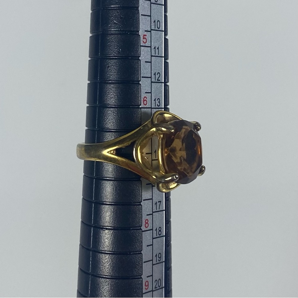 18K G.E. Amber glass stone gold ring - Picture 3 of 17
